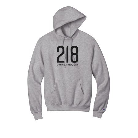 218 Dance - Champion Powerblend Pullover Hoodie with cut twill and embroidered 218 dance project logo