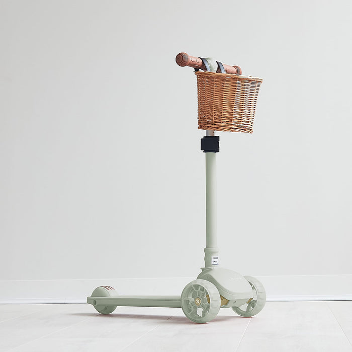 3 Wheel Scooter with Wicker Basket Sage