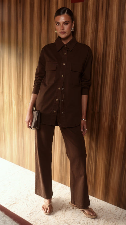 Zenia Denim Pants - Chocolate