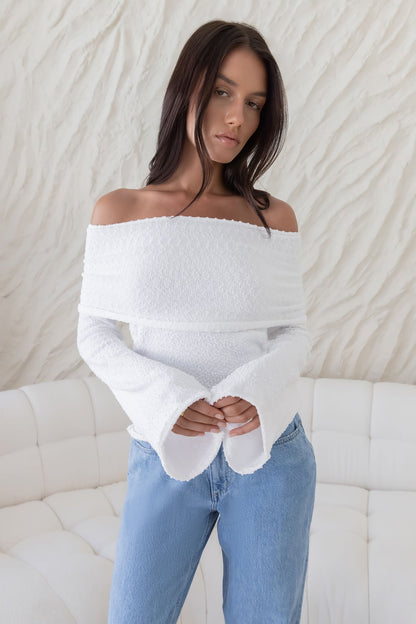 First Class Fantasy Off Shoulder Top White