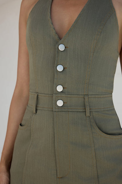 Arizona Halter Playsuit Khaki