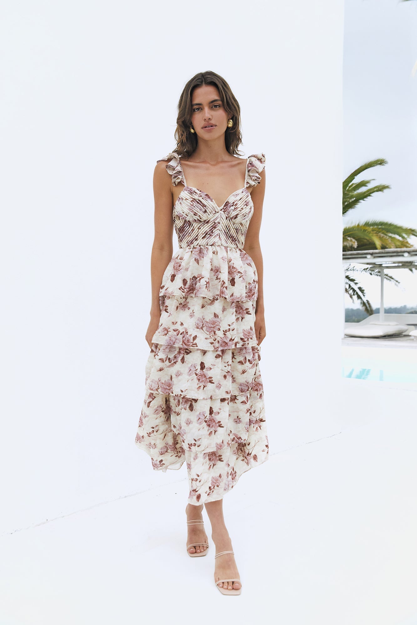 Florienne Tiered Midi Dress Mauve