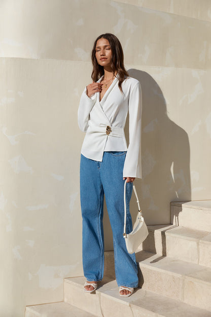 Summer In The City Long Sleeve Top White