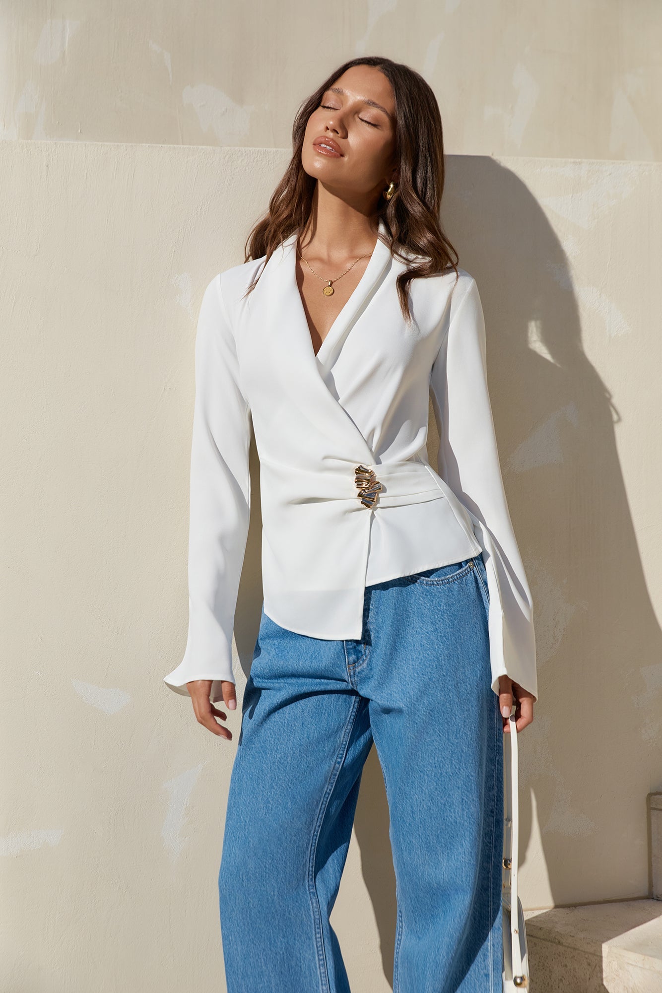 Summer In The City Long Sleeve Top White