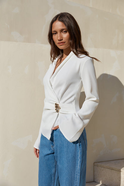 Summer In The City Long Sleeve Top White