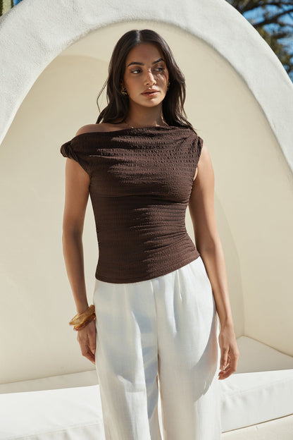 Sudden Clarity Mesh Top Brown