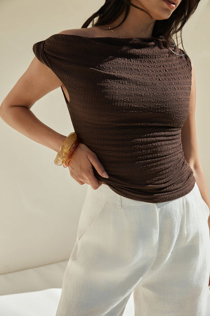 Sudden Clarity Mesh Top Brown