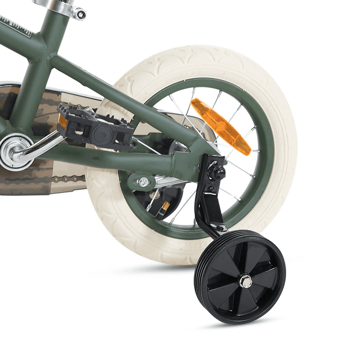 12 Inch Classic Pedal Bike with Wicker Basket Olive