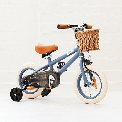 12 Inch Classic Pedal Bike with Wicker Basket Steel Blue