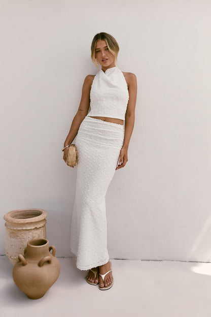 Words Of Wisdom Maxi Skirt White