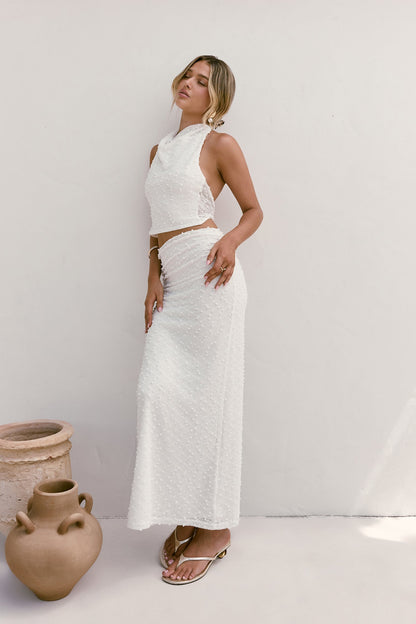 Words Of Wisdom Maxi Skirt White