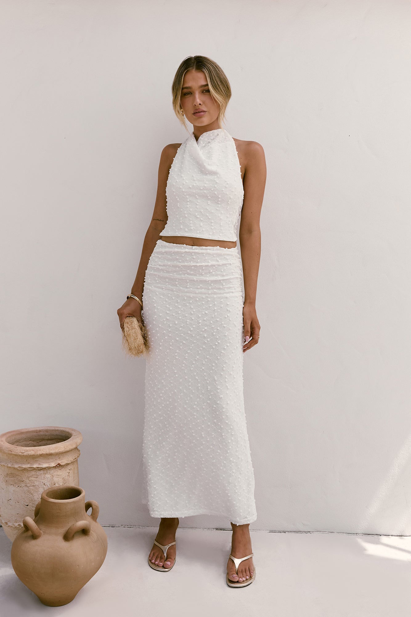 Words Of Wisdom Maxi Skirt White