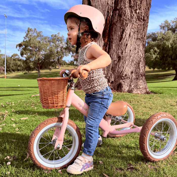 2 in 1 Steel Trike/Balance Bike (incl. wicker basket) Blush Pink