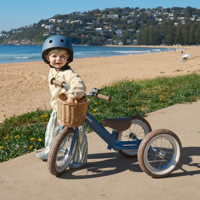 2 in 1 Steel Trike/Balance Bike (incl. wicker basket) Steel Blue