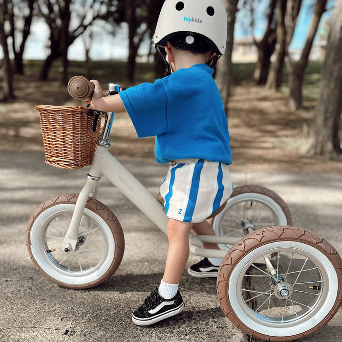 2 in 1 Steel Trike/Balance Bike (incl. wicker basket) Vintage White
