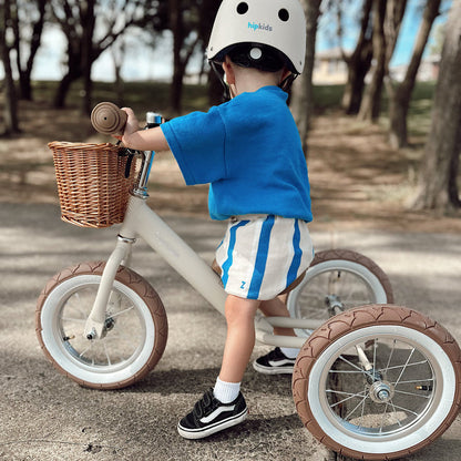 2 in 1 Steel Trike/Balance Bike (incl. wicker basket) Vintage White