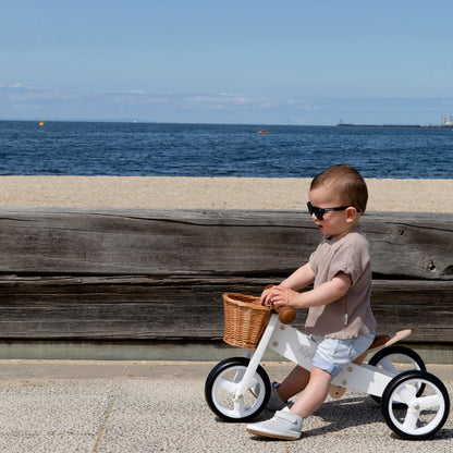 2 in 1 Toddler Mini-Trike/Balance Bike with Wicker Basket White