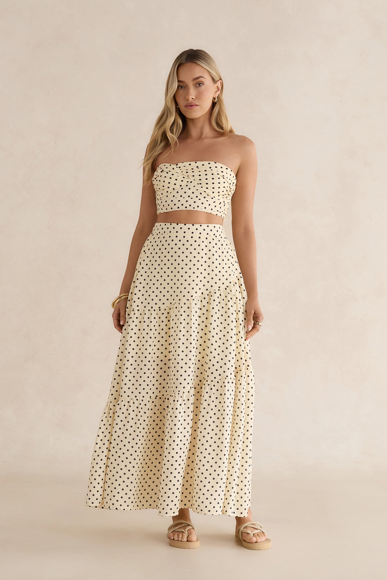 Shimmering Sands Polka Dot Maxi Skirt Yellow