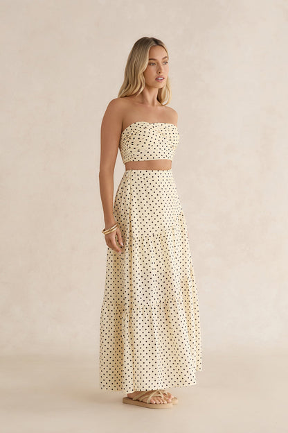 Shimmering Sands Polka Dot Maxi Skirt Yellow