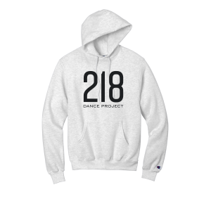 218 Dance - Champion Powerblend Pullover Hoodie with cut twill and embroidered 218 dance project logo