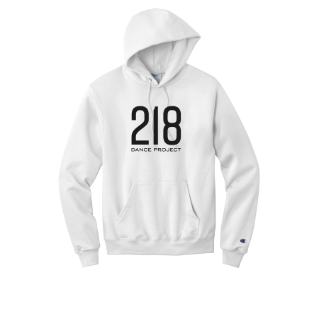 218 Dance - Champion Powerblend Pullover Hoodie with cut twill and embroidered 218 dance project logo