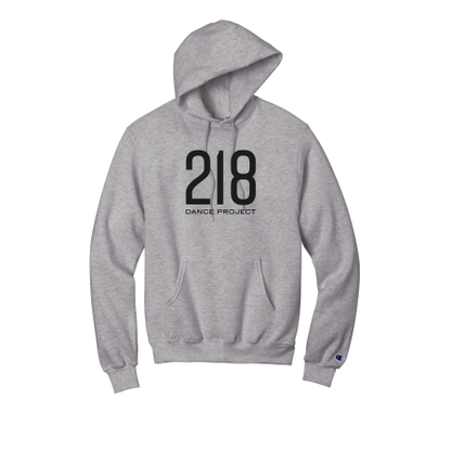 218 Dance - Champion Powerblend Pullover Hoodie with cut twill and embroidered 218 dance project logo