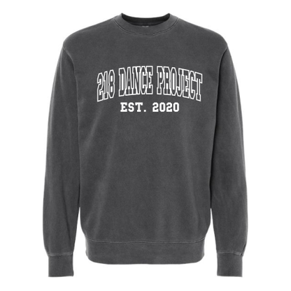 218 Dance - Independent Trading Co. Midweight Pigment-Dyed Crewneck Sweatshirt PRM3500 with 218 DANCE PROJECT EST. 2020 logo