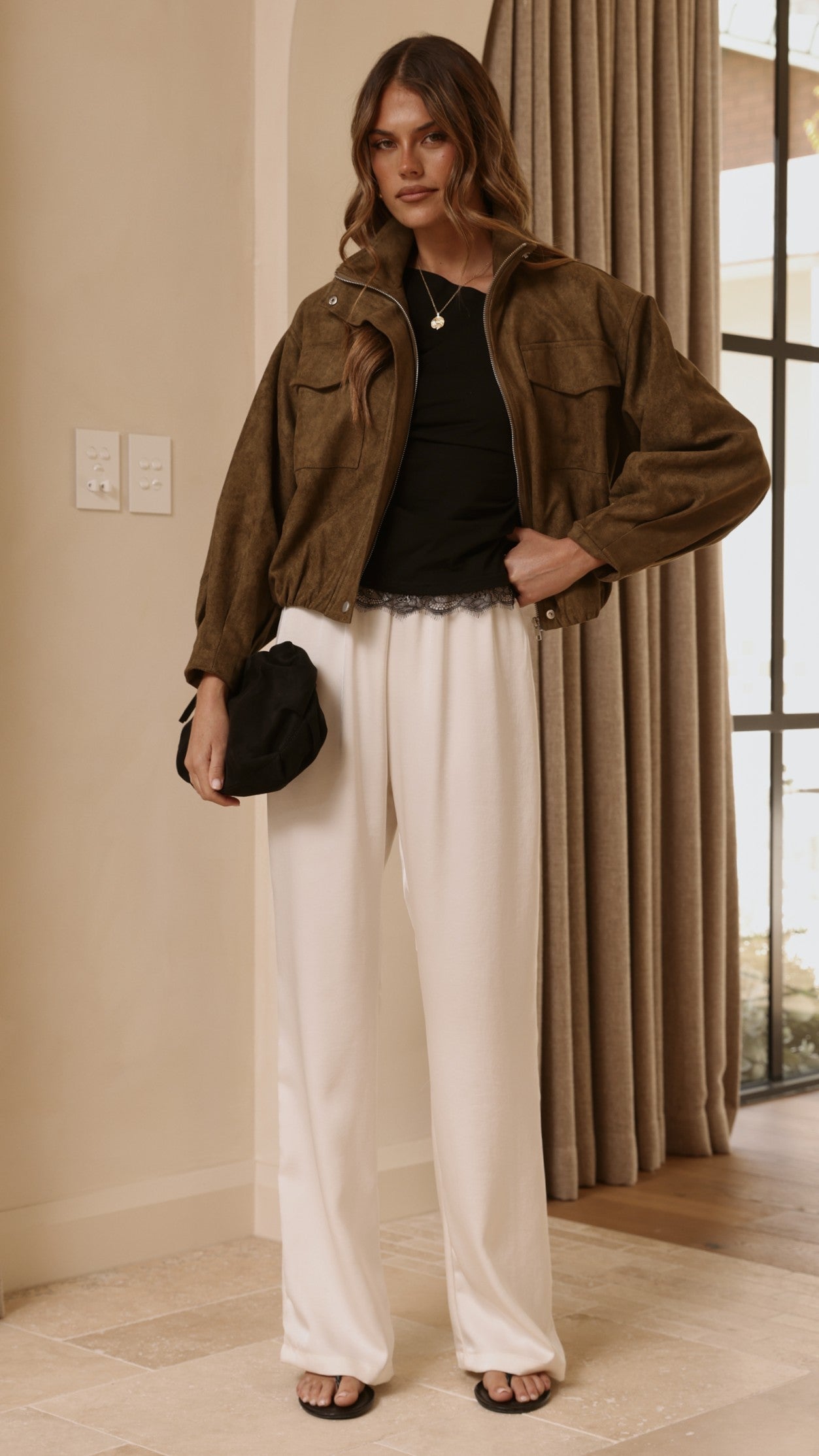 Josh Funnel Neck Jacket - Khaki