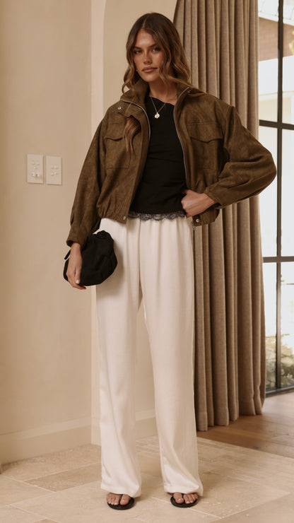 Josh Funnel Neck Jacket - Khaki