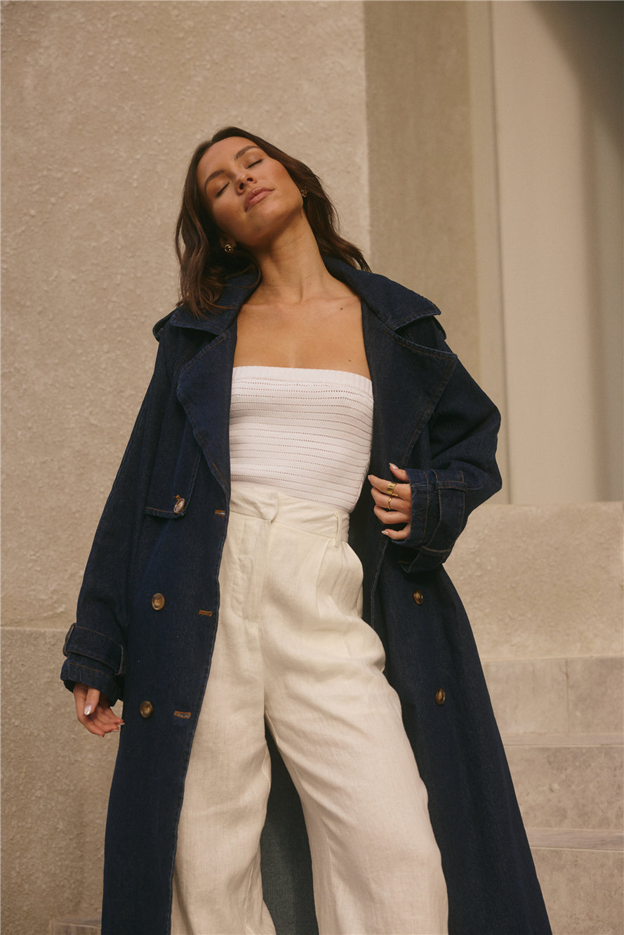 Taylah Trench Coat Denim
