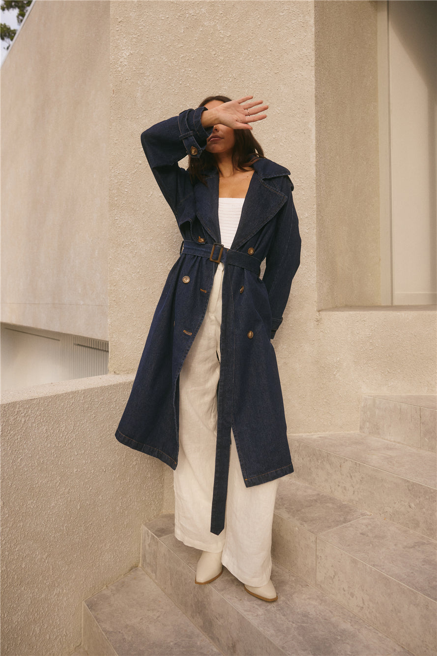 Taylah Trench Coat Denim