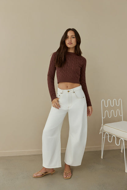 The Exclusive Cable Knit Sweater Brown