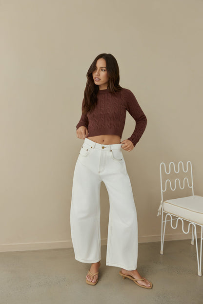 The Exclusive Cable Knit Sweater Brown