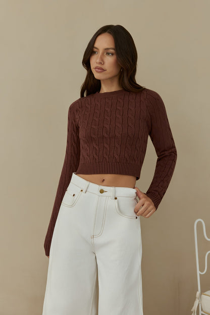 The Exclusive Cable Knit Sweater Brown