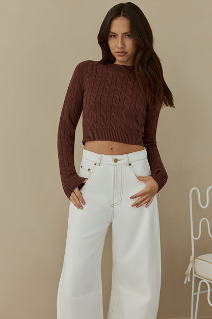The Exclusive Cable Knit Sweater Brown
