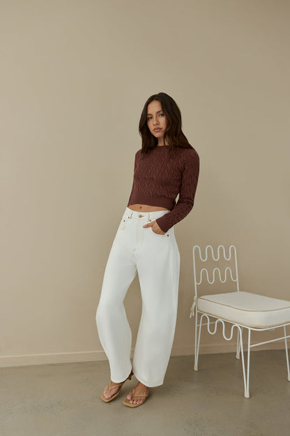 The Exclusive Cable Knit Sweater Brown