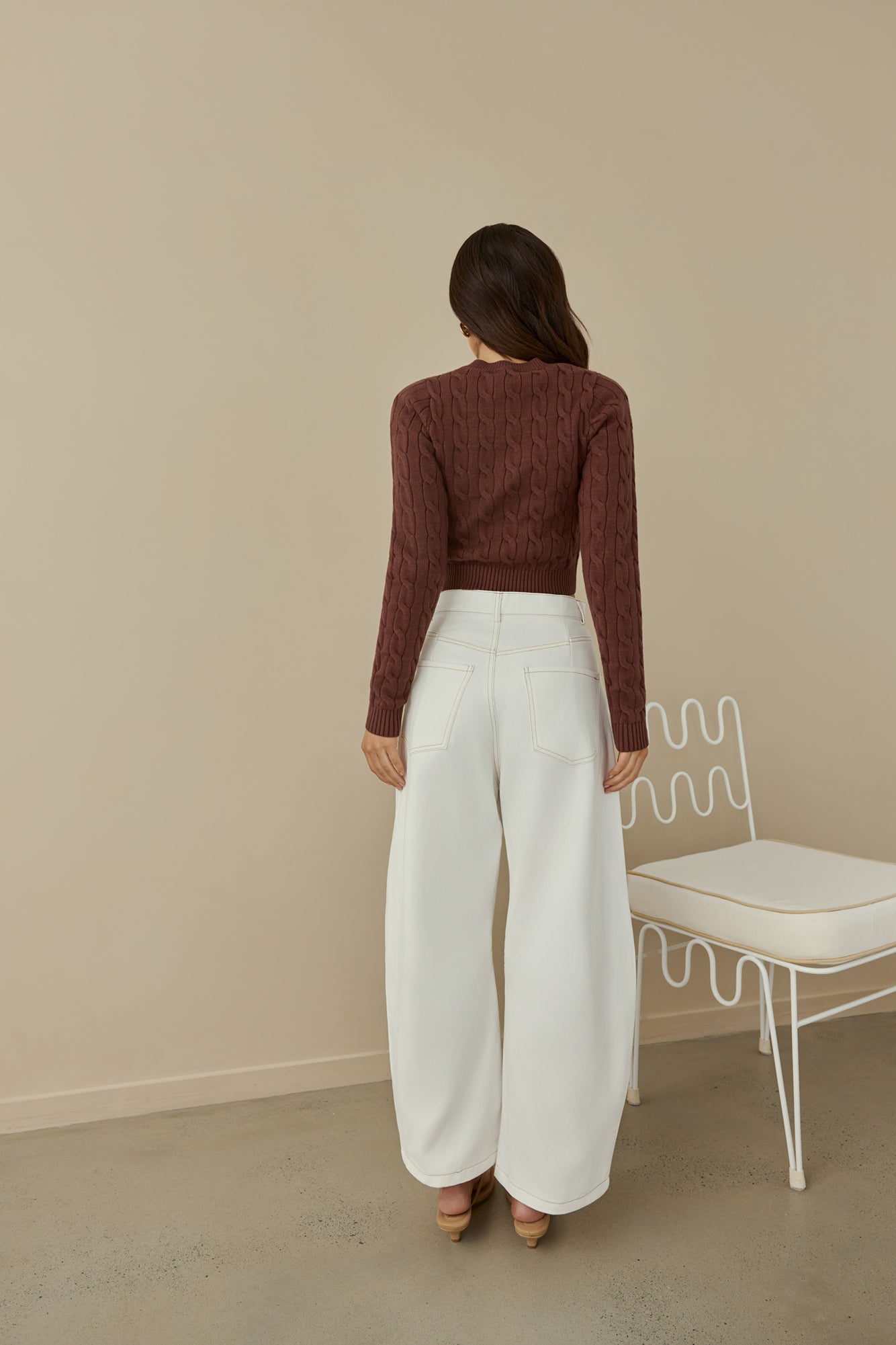 The Exclusive Cable Knit Sweater Brown