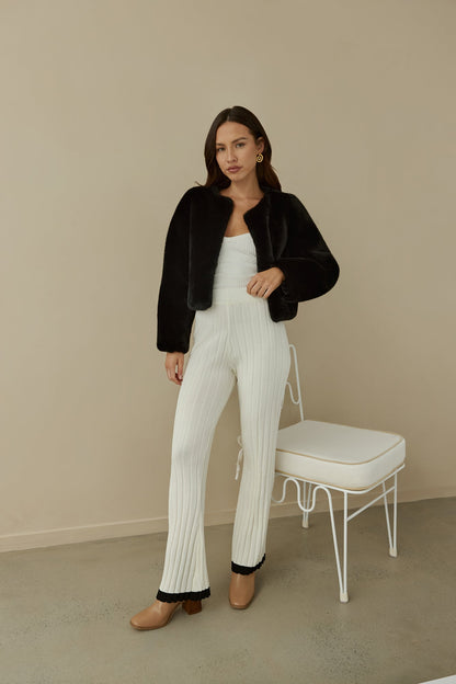 Day By Day Faux Fur Cropped Jacket Black
