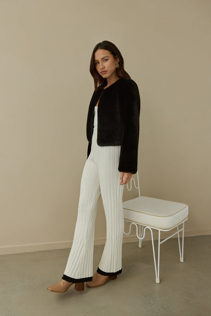 Day By Day Faux Fur Cropped Jacket Black