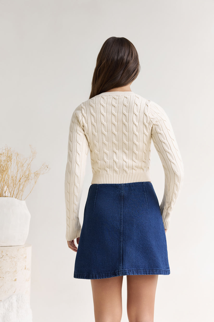 Coffee Dates Denim Mini Skirt Blue