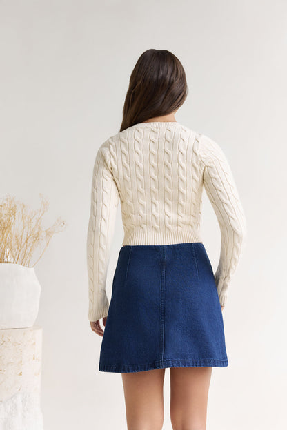 Coffee Dates Denim Mini Skirt Blue