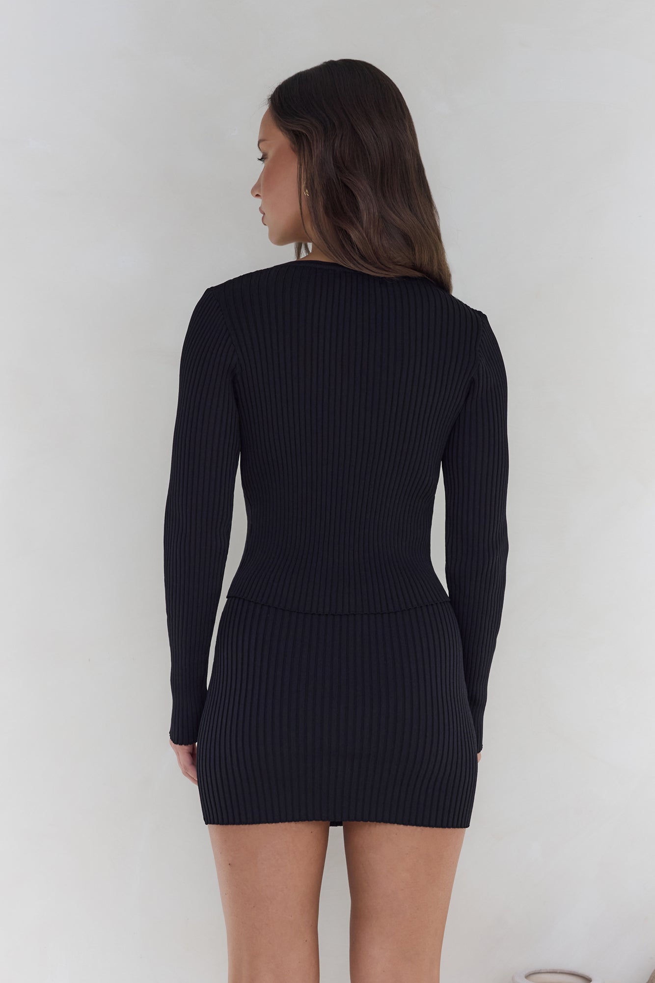 Snowdrop Knit Long Sleeve Top Black
