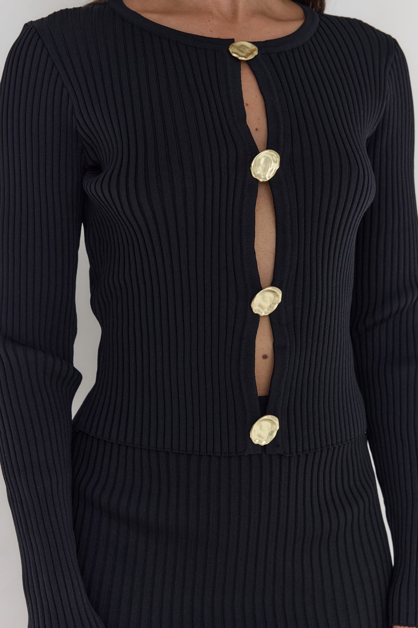 Snowdrop Knit Long Sleeve Top Black