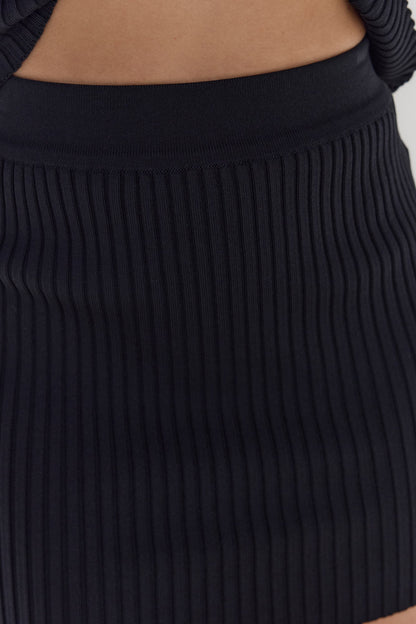 Snowdrop Knit Mini Skirt Black