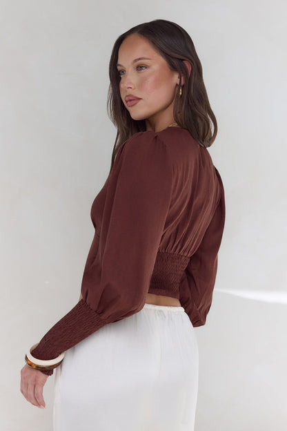 Brush Of Luck Long Sleeve Top Brown