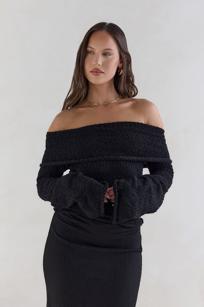 First Class Fantasy Off Shoulder Top Black