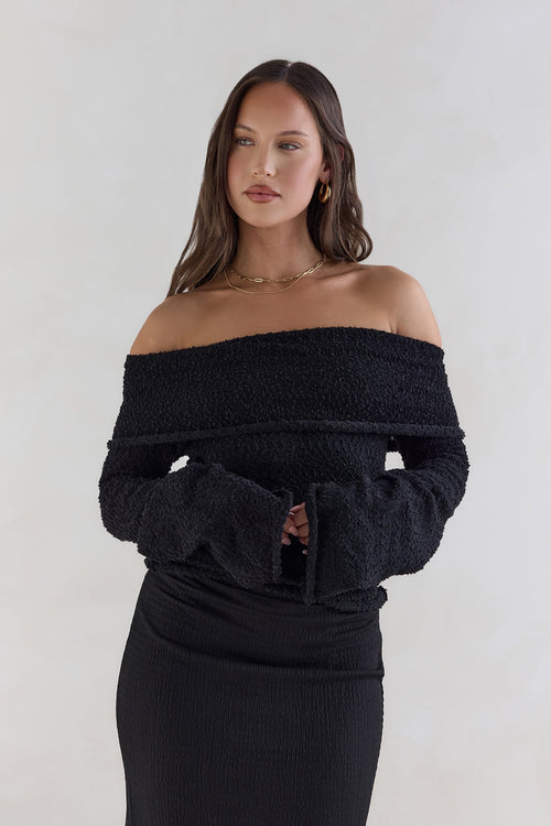First Class Fantasy Off Shoulder Top Black