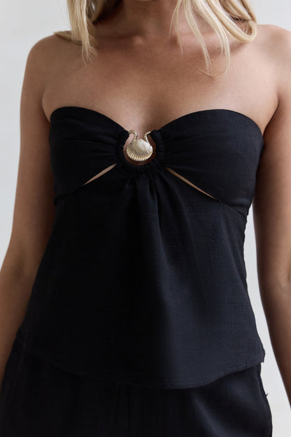 Lost My Way Strapless Top Black