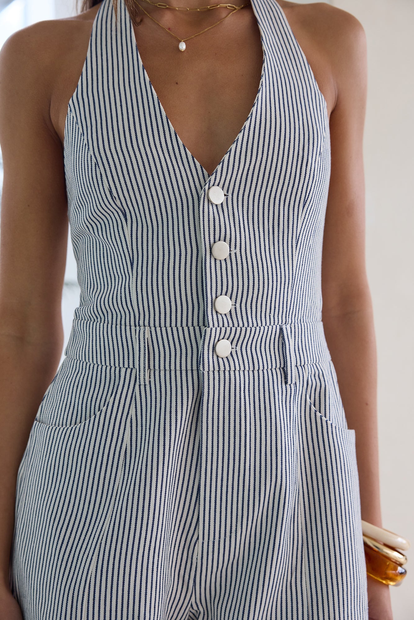 Little Things Romper Blue Stripe