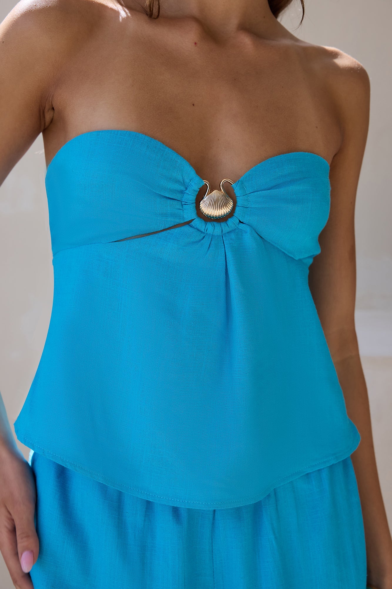 Lost My Way Strapless Top Blue